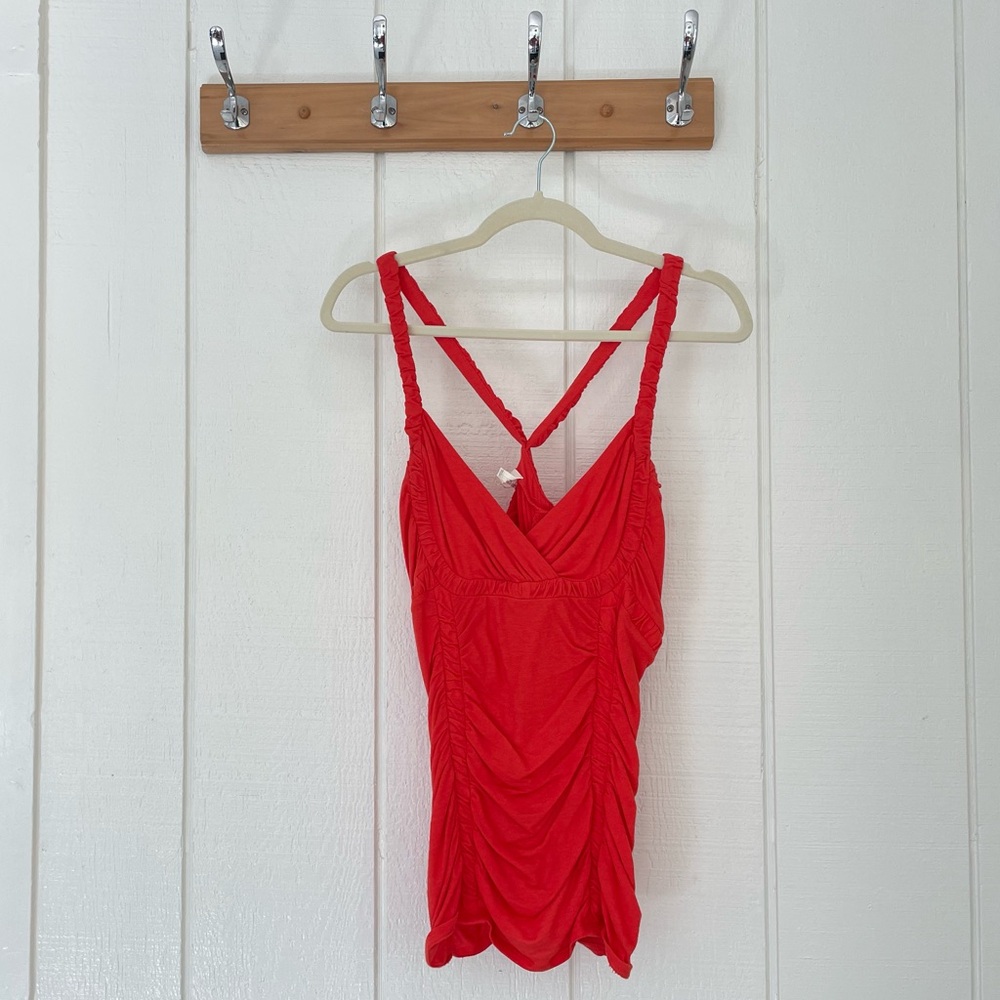 Anthropologie Deletta red orange sleeveless top